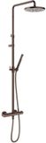 Hotbath Ace - Stortdoucheset - 206 mm Hoofddouche - 330 mm Hartafstand - Glijstang - Staafmodel Handdouche - Geborsteld Koper PVD - Opbouw - 1/2 Inch Aansluiting