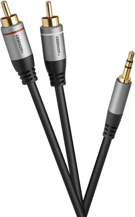 Celexon 1000015589 audiokabel 1 m 2 x RCA 3.5mm Zwart