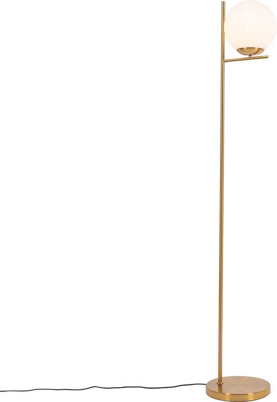 QAZQA Flore - Design Floor Lamp - Gold/Brass - 150cm - E27 - Living Room / Bedroom / Kitchen