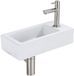 QeramiQ Fuente Fonteinset - 37.5x18.5x9cm - keramiek - kraangat rechts - fonteinkraan geborsteld RVS - afvoerplug - verlaagd sifon - Mat wit