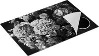 Chefcare Inductie Beschermer Boeket Rode Bloemen - Zwart Wit - 81,6x52,7 cm