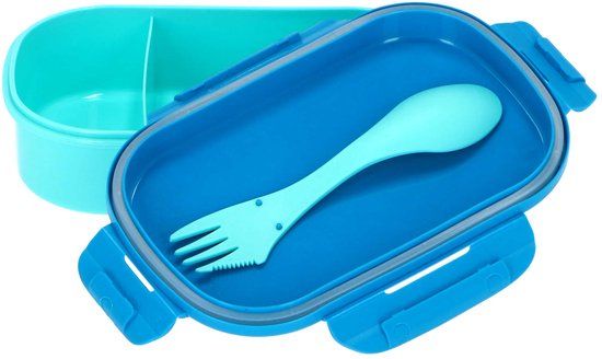 Dino Space Lunchbox met Bestek - Blauw