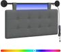 vidaXL Hangend Hoofdbord Met LED-verlichting Donkergrijs Stof