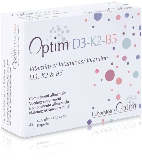 Optim D3-K2-B5 - Vitamine D3 K2 met vitamine B5 - 45 capsules - Vegan Supplement