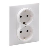 LEGRAND SEANO 2-voudig geaard stopcontact met verhoogde contactbeveiliging, steekklemmen, 16 A, 250 V, kleur: ultrawit, 765125