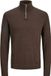 JACK & JONES Emil knit half zip slim fit - heren schipperstrui viscosemengsel met opstaande boord - donkerbruin melange