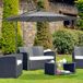 COSTWAY Parasol de jardin avec sacs de sable, 300 cm de diamètre, 40 LED solaires, manivelle, protection UV, bleu