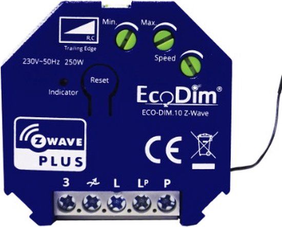 EcoDim ECO-DIM.10 Z-Wave LED Inbouwdimmer Module - 0-250W - Fase Afsnijding - Smart WiFi