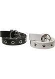Urban Classics Unisex synthetische lederen oogriem 2-pack riem, zwart/wit, S/M