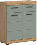 Hioshop Scout badkamerkast 2 deuren, 1 lade salvie decor, eiken decor.