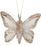 Kaemingk Veervlinders op clip witgoud 5cmx4,5cm 4 st