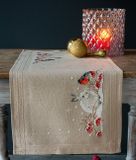 Vervaco Loper kit Kerst Sneeuwhaas en goudvink Borduurpakket 40 x 100 cm