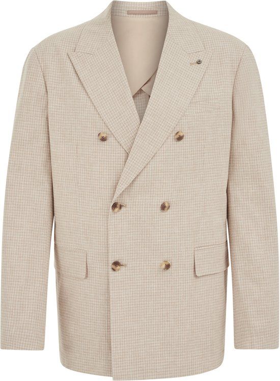 WE Fashion Heren slim fit double breasted blazer met micropatroon