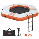 VEVOR Plateforme de quai gonflable 2,6x2,6 m Plateforme de quai gonflable pour piscine plage mer réunions famille sorties amis activités nautiques avec sac de transport portable, échelle amovible, orange