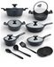 Masterpan set de cuisine 15 pièces | poêles noires | avec couvercles | marmite | couvercle | poêle | set de cuisine | adapté à l'induction | poêles adaptées à l'induction | 7003