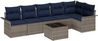 vidaXL Tuinbank - Set - 7 - st - Grijs - poly - rattan