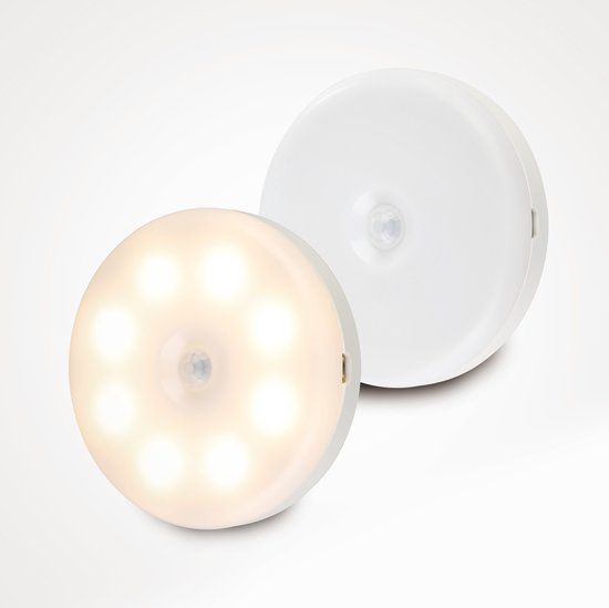 EGLO Cascia Wandlamp set 2 stuks - Kastverlichting/Trapverlichting - Bewegingssensor - LED - Ø 8,5 cm - Wit - Oplaadbaar/Draadloos - Magnetisch