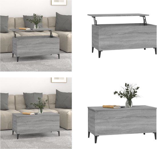 VidaXL Salontafel 90x44,5x45 cm Sonoma Eiken/Grijs