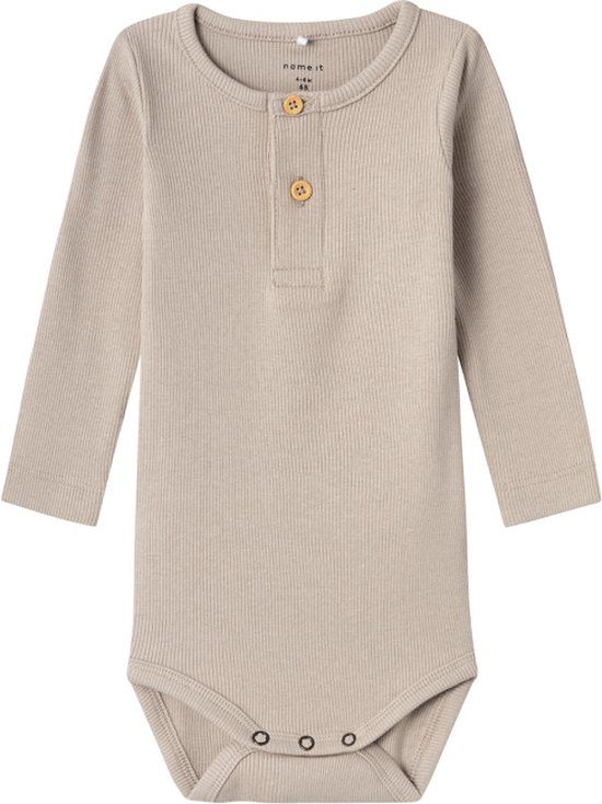 Name It Baby Romper NBMKAB - Taupe - Long Sleeve - Baby