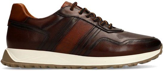 Manfield Heren Bruine Leren Sneakers Maat 41