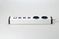 BODO Design Auminium stekkerdoos, 2-voudig + 3USB (soft white), voor het opladen van smartphone, tablet enz. met 1,5 m voedingskabel