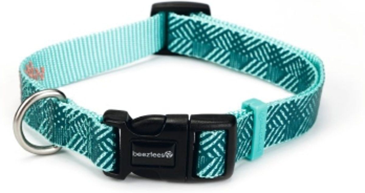 Beeztees nylon halsband Geo donkergroen 48-70 cm x 25 mm