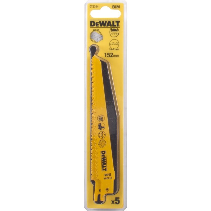 DeWalt DT2344 Reciprozaagbladenset - Hout - 152 mm - Per 5