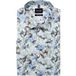 OLYMP Luxor comfort fit Big overhemd - korte mouw - dobby - wit met blauw en groen bloemen dessin - Strijkvrij - Boordmaat: 52 (EU maat: 5XL)