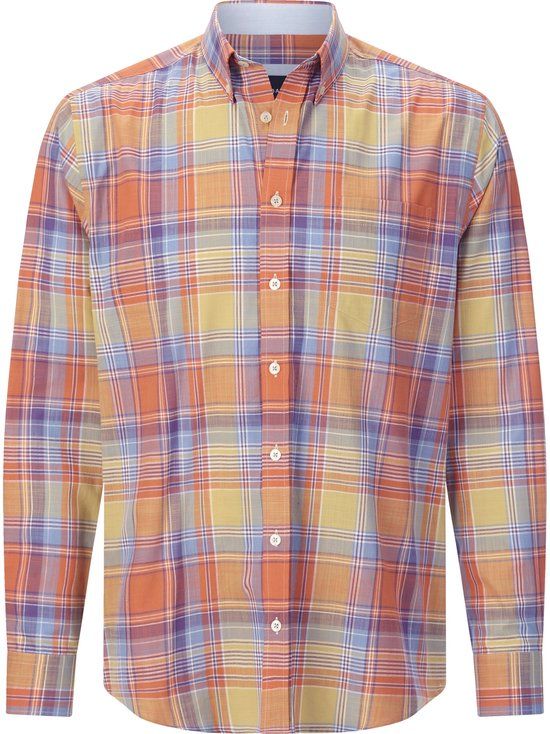 Babista heren Overhemd - 45/46 - oranje - Katoen - Geruit - Regular Fit