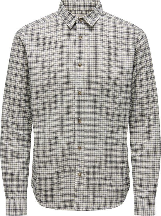Only & Sons Overhemd Onsgudmund Ls Checked Shirt Noos 22007112 Egret/jet Black Mannen Maat - XL