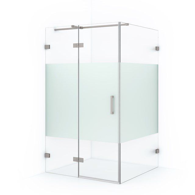 Maxaro Douchecabine Diamond 110x110cm 8mm Helder Veiligheidsglas met Matte Strook Geborsteld RVS