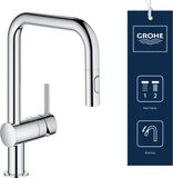 GROHE Minta Robinet de cuisine - Chrome - Avec douchette extractible - 2 types de jet
