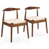 SEEDWAVE Lot de 2 chaises de salle à manger avec cordon en papier, assise | Chaises de cuisine avec dossier incurvé, structure en bois d'hévéa, design nordique, couleur noyer