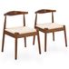 SEEDWAVE Lot de 2 chaises de salle à manger avec cordon en papier, assise | Chaises de cuisine avec dossier incurvé, structure en bois d'hévéa, design nordique, couleur noyer
