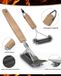 Goodivery® - Brosse de barbecue - Jeu de 2 - Brosse de nettoyage de grill avec manche en bois - Brosse de grill de 39 cm avec grattoir en acier inoxydable - Poils denses en acier inoxydable - Brosse de grill triangulaire à 360° avec fil d'acier Accessoires de barbecue
