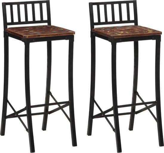 vidaXL Barstoelen 2 st massief gerecycled hout