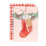 Hallmark Kerstkaart voor mama - traditioneel ontwerp met kous aandenken