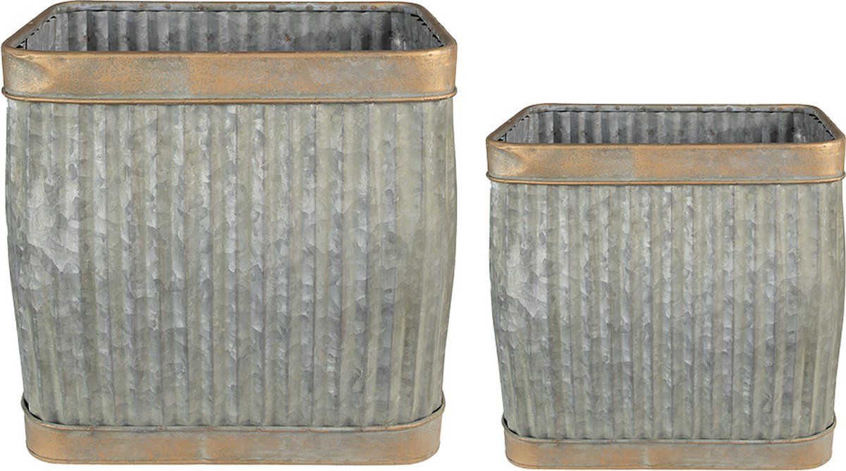 Clayre & Eef Planthouder 38x27x39 cm Grijs Metaal Rechthoek