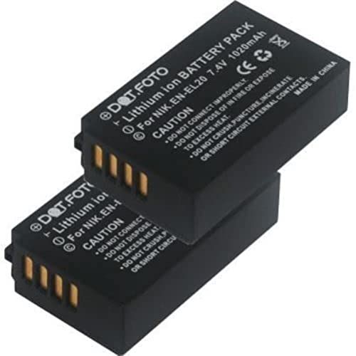 Dot.Foto 2 x EN-EL20, EN-EL20a Premium 7.4v / 1020mAh Oplaadbare Batterij voor Nikon 1 Series J1, J2, J3, S1, AW1, Coolpix A, P950, P1000, Blackmagic Pocket Cinema Camera
