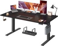 Songmics Bureau - In Hoogte Verstelbaar met Geheugenfunctie - Zit-Sta - Inktzwart en zwart - 180 x 80 x (72-120) cm