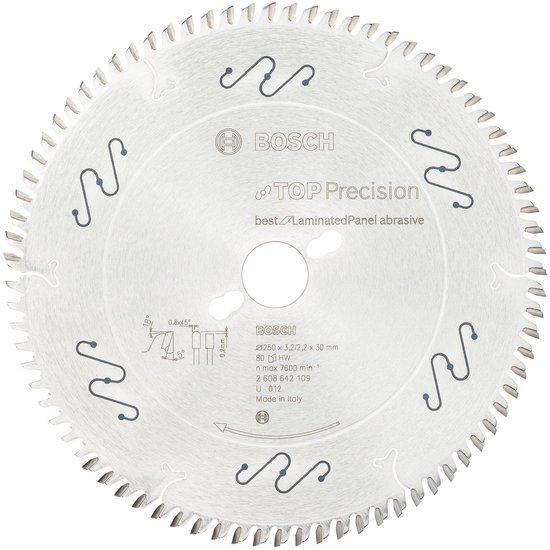 Bosch Accessoires Bosch Cirkelzaagblad Top Precision Best for Laminated Panel Abrasive 250 x 30 x 3,2 mm, 80