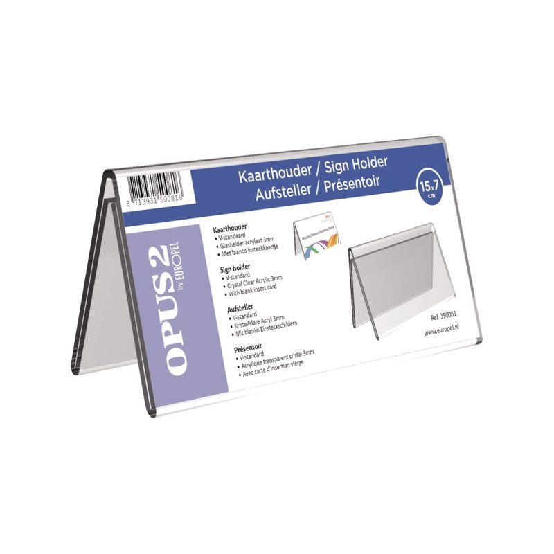 Opus 2 Tafelnaambord v-standaard 70mmx150mm acryl
