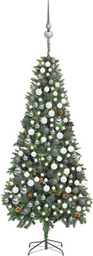 vidaXL Kunstkerstboom met verlichting en kerstballen 210 cm