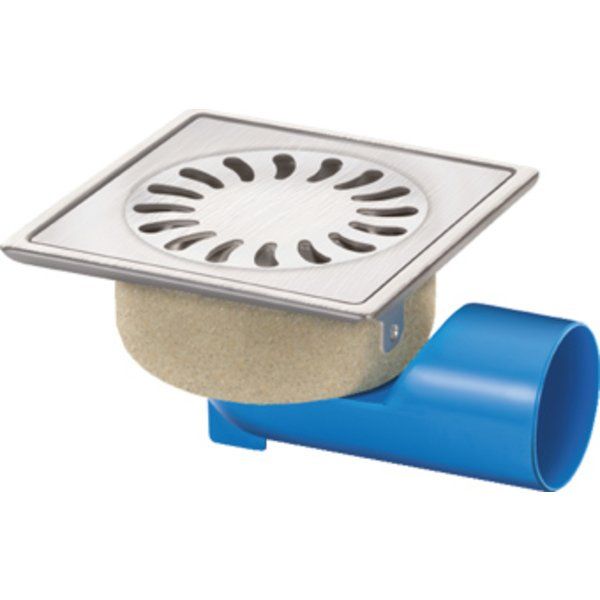 Van Den Berg RVS Vloerput 126x126mm - Geborsteld - 1 Aansluiting - 126.050