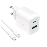 PURO 20W Wandlader met USB-A en USB-C Poorten, Wit