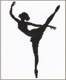 LANARTE Borduurpakket Kruissteek Schilderij BALLET SILHOUET Handwerkpakket voor Wanddecoratie 11,5 x 14,5 cm Borduurwerk met Telpatroon DIY Kit Moderne Kruissteek Cadeau Knutselen Voor Volwassenen