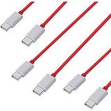 Phonillico® Lot 3 USB-C USB-C snellaadkabels 1m voor OnePlus 11/10 Pro/8 Pro/8/7T Pro/6T/6/5T/Nord CE 3 Lite/Nord CE 2/Nord 2T/Ace