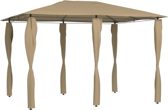 vidaXL prieel met paalhoezen 160 g/m² 3x4x2,6 m taupe