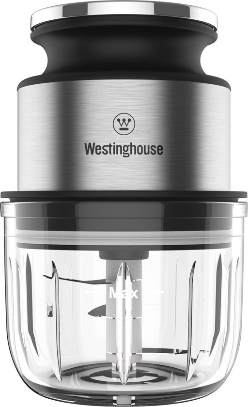 Westinghouse Hakmolen Elektrisch - Mini Chopper - USB oplaadbaar - Draadloos - 300ML - 45W - Inclusief USB kabel zwart, rvs