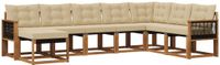 vidaXL Acacia Hout Buiten Bank Set 8-Persoons Hoekbank Natuurlijk en Beige